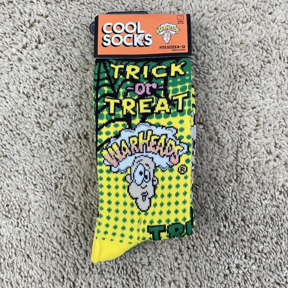 Cool Socks Warheads Trick or Treat Halloween Crew Socks Unisex 8-10 (2 Pair) NWT